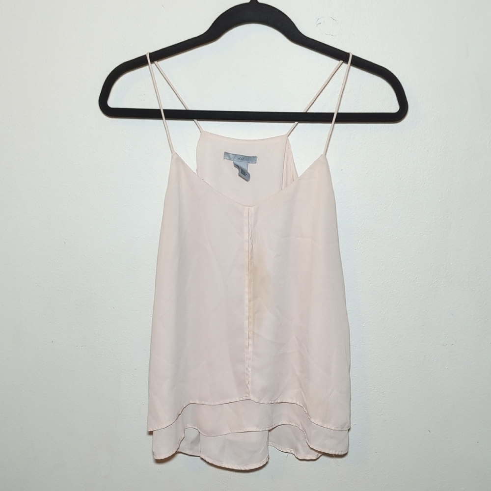 H&M Pale Pink Layered Ruffle Camisole Cami Women's Size 4